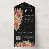 水エレガント色自然フローラ結婚式RSVP オールインワン招待状 (内側)