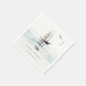 水エレガント色航海の帆船ヨット結婚ズ スタンダードカクテルナプキン (角)