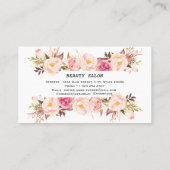 水エレガント色花枠化粧ヘアスタイル 名刺 (裏面)