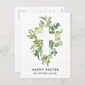 水エレガント色花模様とクロスイースター シーズンポストカード (正面/裏面)