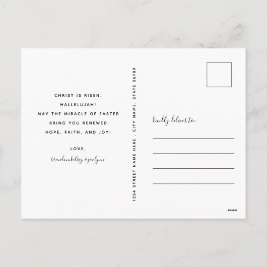 水エレガント色花模様とクロスイースター シーズンポストカード (裏面)