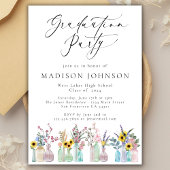 水エレガント色花模様スクリプト卒業パーティー 招待状