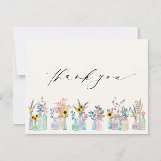 水エレガント色花模様誕生日ありがとう サンキューカード (正面)