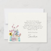 水エレガント色花模様誕生日ありがとう サンキューカード (裏面)