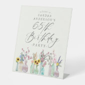 水エレガント色花模様65th誕生日パーティー 台座サイン (正面)