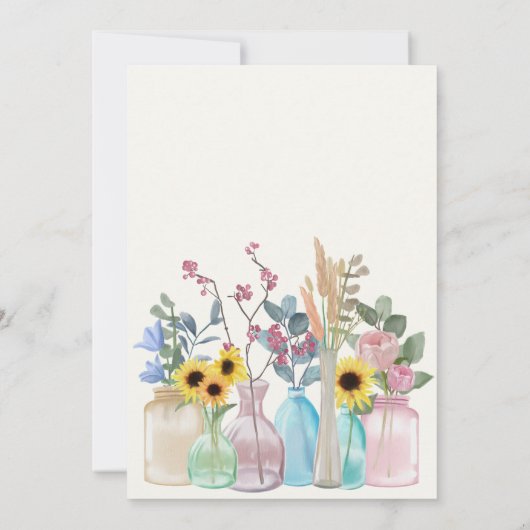 水エレガント色花模様75th誕生日パーティー 招待状 (裏面)