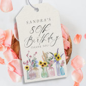 水エレガント色花模様80th誕生日ありがとう ギフトタグ