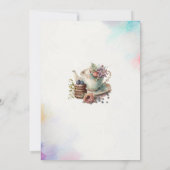 水エレガント色茶パーティーガールピンク金ゴールドベビーs 招待状 (裏面)