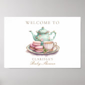 水エレガント色茶パーティー金ゴールド赤ちゃんシャワー ポスター (正面)