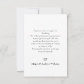 水エレガント色葉の結婚式の写真 サンキューカード (裏面)