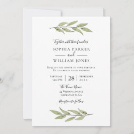 水エレガント色葉の結婚美 招待状