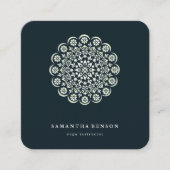 水エレガント色蓮の花のロゴヨガスクエア スクエア名刺 (正面)