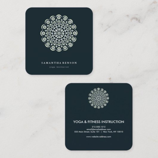 水エレガント色蓮の花のロゴヨガスクエア スクエア名刺 (正面/裏面)