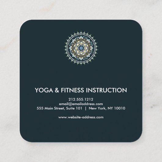 水エレガント色蓮の花ロゴ スクエア名刺 (裏面)