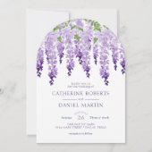 水エレガント色藤フローラ結婚ズ 招待状 (正面)