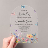 水エレガント色蝶ブライダルシャワー アクリル招待状 (インサイチュ (ポータブル))