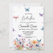 水エレガント色蝶ブライダルシャワー 招待状 (正面)