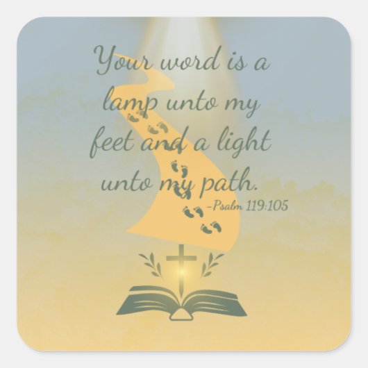 水エレガント色詩篇119:105 スクエアシール (正面)