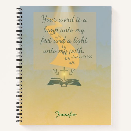 水エレガント色詩篇119:105 ノートブック (正面)