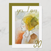 水エレガント色誇りを持った女30歳の誕生日 招待状 (正面/裏面)