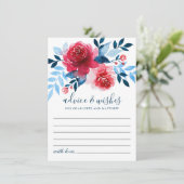 水エレガント色赤いバラ青い葉結婚色 アドバイスカード (スタンド正面)