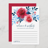 水エレガント色赤いバラ青い葉結婚色 アドバイスカード (正面/裏面)