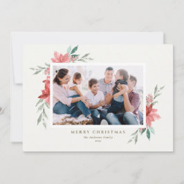 水エレガント色赤クリスマスフラワーフォト シーズンカード