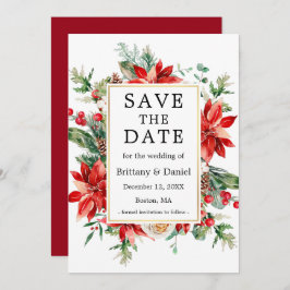 水エレガント色赤ポインセチアフローラ緑 セーブザデート