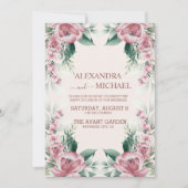 水エレガント色赤面ほこりっぽいバラフローラ 招待状 (正面)