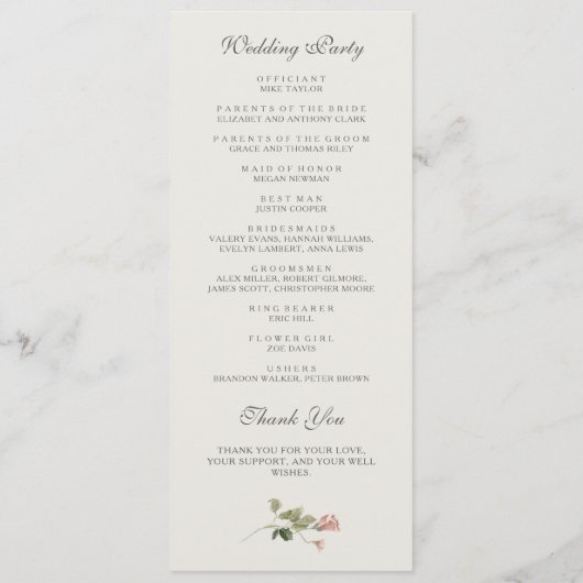 水エレガント色赤面ガーデンピンクローズ結婚ズ プログラム (裏面)