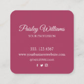 水エレガント色赤面バラフローラスクリプト スクエア名刺 (裏面)