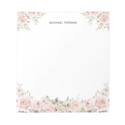 水エレガント色赤面ピンク牡丹 ノートパッド (正面)