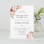 水エレガント色赤面ピンク結婚花 招待状 (スタンド正面)