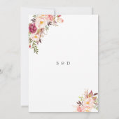 水エレガント色赤面ピンク結婚花 招待状 (裏面)