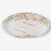水エレガント色赤面フローラブライダルシャワー ペーパープレート (アングル)