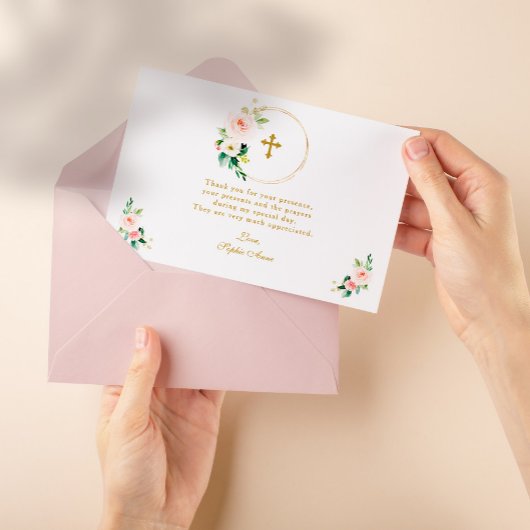 水エレガント色赤面花金ゴールド洗礼 サンキューカード