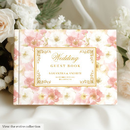 水エレガント色赤面金ゴールド結婚のゲストブック ゲストブック