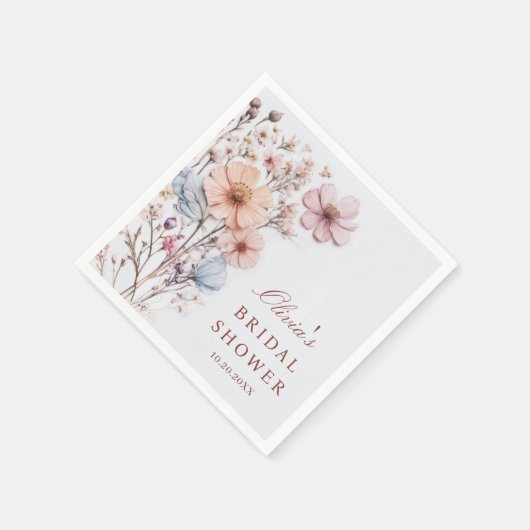 水エレガント色野花ブライダルシャワー スタンダードカクテルナプキン (角)