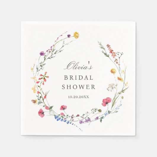 水エレガント色野花ブライダルシャワー スタンダードカクテルナプキン (正面)
