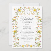 水エレガント色野花ブライダルシャワー 招待状 (正面)