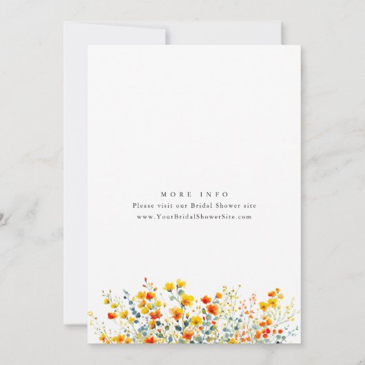 水エレガント色野花ブライダルシャワー 招待状 (裏面)