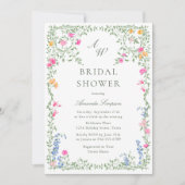 水エレガント色野花ブライダルシャワー 招待状 (正面)