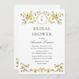 水エレガント色野花ブライダルシャワー 招待状