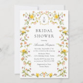 水エレガント色野花ブライダルシャワー 招待状 (正面)