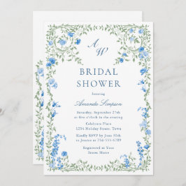 水エレガント色野花ブライダルシャワー 招待状