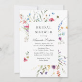 水エレガント色野花ブライダルシャワー 招待状 (正面)