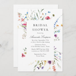 水エレガント色野花ブライダルシャワー 招待状