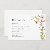 水エレガント色野花結婚詳細 エンクロージャーカード (正面/裏面)