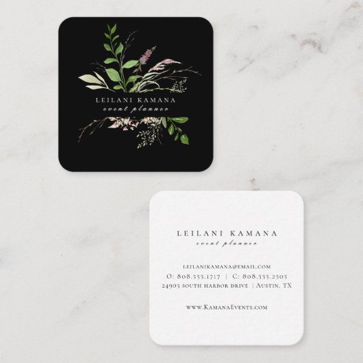 水エレガント色野草植物学 スクエア名刺 (正面/裏面)