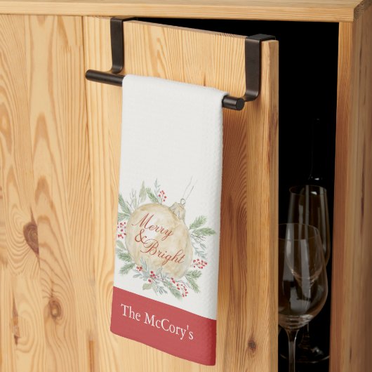 水エレガント色金ゴールドオーナメント キッチンタオル (三つ折り)